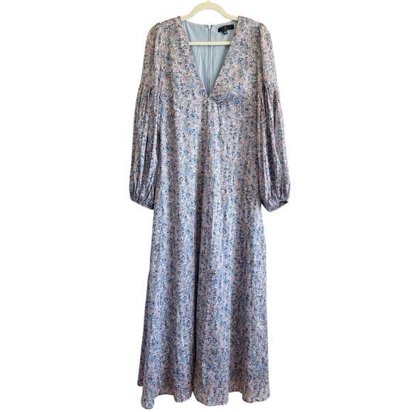 Lulus Garden Paths Floral Puff Sleeve Maxi Dress hippie Gypsy babydoll prairie S - Picture 3 of 15
